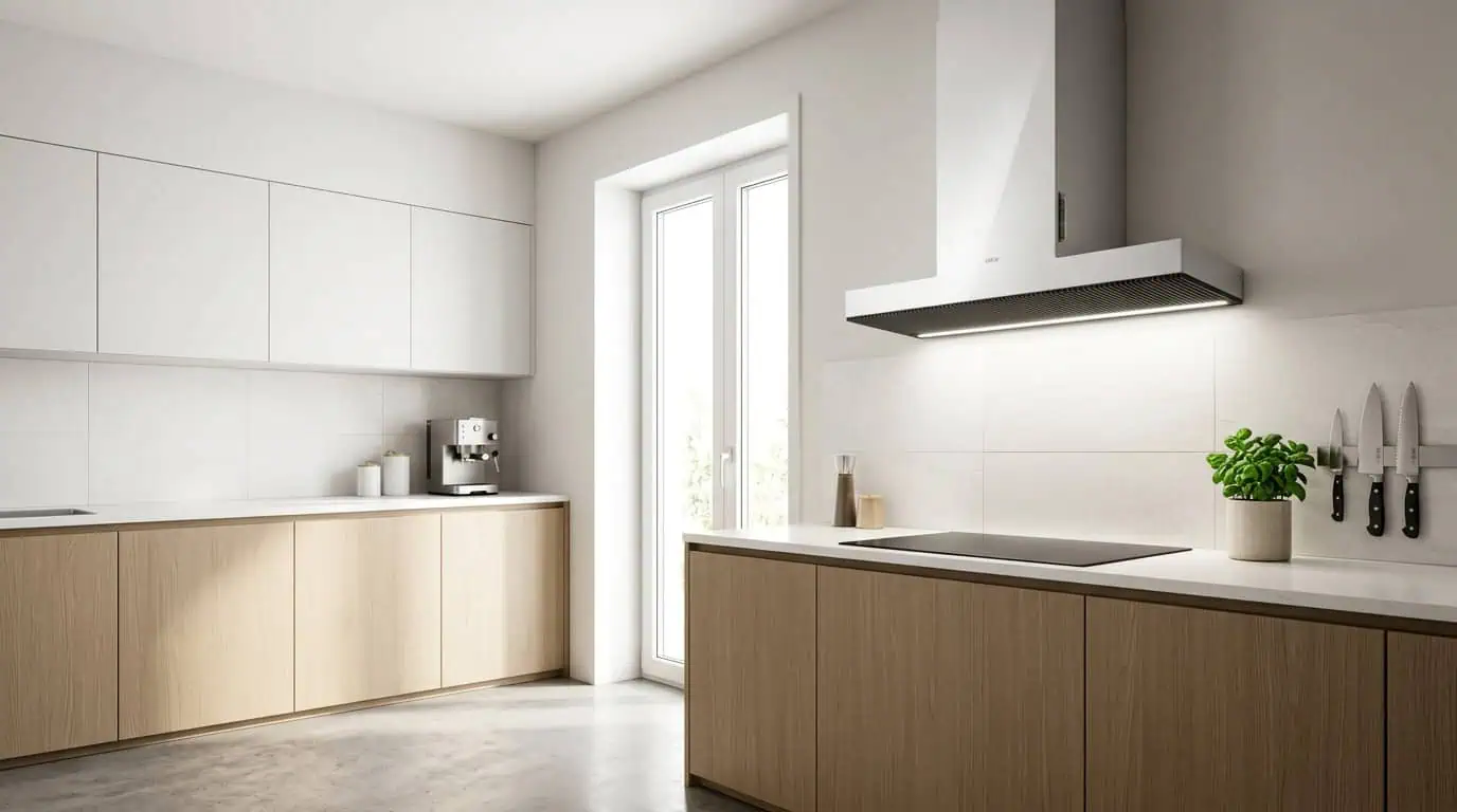 Hotte Elica Haiku 90 dans une cuisine moderne et lumineuse